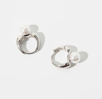 Oorbellen Zilver - Zilveren Oorringen - Parel - 14mm