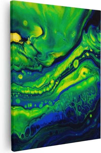 Artaza Canvas Schilderij Abstracte Kunst - 40x50 cm - Wanddecoratie Woonkamer - Muurdecoratie Blauw - Kamer Accessoires