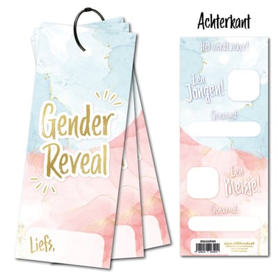 Invulkaart Gender Reveal - Invulkaarten set van 15 stuks - met sluitring - invulkaartjes om af te geven - Jongen of Meisje