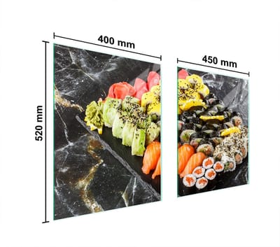 TMK ArtDeko - Glasplaat Voor Kookplaat - 85x52 cm - Sushi Motief - Geschikt Voor Alle Soorten Kookplaten
