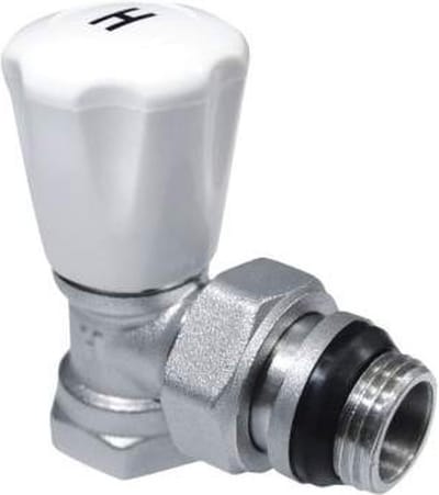 Radiatorconnect manuele radiatorkraan 1/2" x 1/2" haaks O-ring.