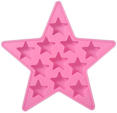 Dailygoods- IJsblokjesmaker Vijf Stervormig - Siliconen IJsblokjesvorm - Voedselveilig Materiaal - Voor Feesten - Roze - 16 x 17 x 1,5 cm - Ijsbakje