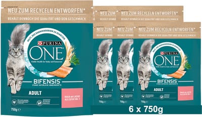 PURINA ONE BIFENSIS Adult droogvoer voor katten, rijk aan zalm, (6 x 750g)