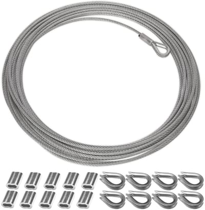 NTHProducts - Stalen Kabel - 10 Meter - Duurzaam en Sterk - Zilver - Aluminium Klemmen - Veiligheidskoorden - Geschikt voor Meerdere Toepassingen
