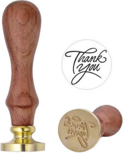 ZoeZo Houten Stempels Thank You - Kaarsen stempelen - Zeep stempelen - Wax Seal - Verwijderbare kop - Enveloppen