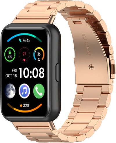 Stalen Smartwatch bandje - Geschikt voor Huawei Watch Fit 2 stalen band - rosé goud - Strap-it Horlogeband / Polsband / Armband