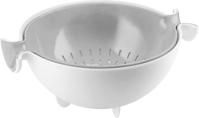 Afvoerset met Bak - Keukenmand - Groenten Wassen - Innovatief Rotatiesysteem - 30 cm - Grijs