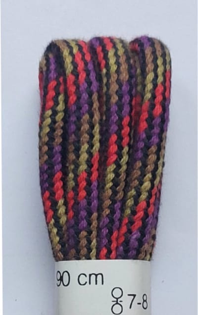 Ronilux Veter - Paars/Rood/Beige/Bruin/Zwart - Meerkleurig - Rond - Koord Veters - Lengte 90 cm - Dikte 4 mm - Schoenveter