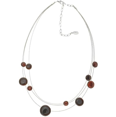 Behave - Ketting - Korte Multi layer Staaldraad Ketting met bruine details