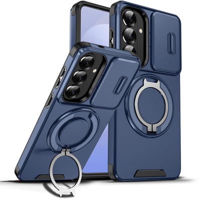 Hoesje Geschikt voor Samsung Galaxy S26 Plus hoesje Blauw - Shock Hybrid Armor Hoes met Kickstand Ring en Camera Bescherming - Geschikt voor MagSafe