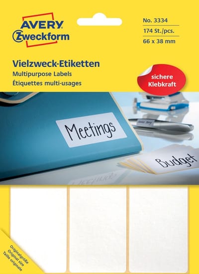 Huismerk Avery 3334 Handmatige Etiket 66x38mm Wit