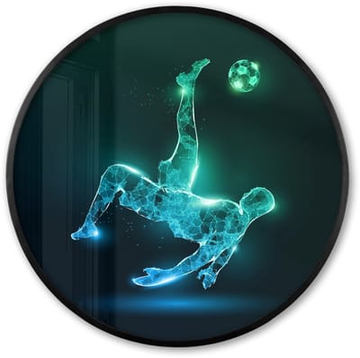 Poster in lijst Rond - Fotolijst 60x60 cm - Posters - Voetbal - Voetballer - Jongen - Zwart - Ronde posterlijst zwart - Decoratie - Wanddecoratie woonkamer - Muurdecoratie slaapkamer