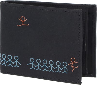 oxmox portemonnee New Cryptan RFID Protect Pocketbörse Jumping Jack Print Cyan Black zwart