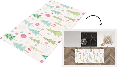 Keukenloper - Loper keuken - Winter - Bos - Patroon - Sneeuw - Pastel - 120x60 cm - Keukenloper vinyl