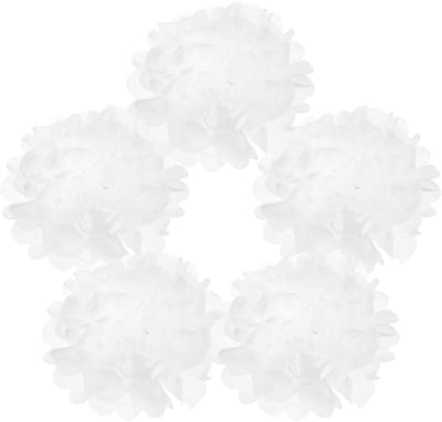 5 stuks papieren pompons, 15 cm papieren bloemen, zijdepapieren bloemen, Mexicaanse papieren bloemen voor verjaardagsfeest, bruiloft, wit