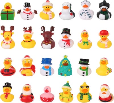 24 Stuks Kerst Badeendjes Set - Diverse Dieren & Stijlen - Drijvend Badspeelgoed voor Kinderen en Feest