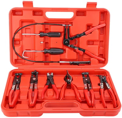 Dailygoods- Slangklemmen Set 9-Delig - Flexibele Klemmen - Gereedschap - Professionele Ontwerp - Robuuste Constructie - Praktische Opbergtas - Tang