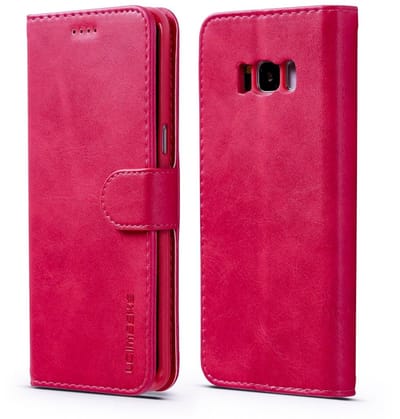 LC.IMEEKE Hoesje - Geschikt voor Samsung Galaxy S8 Hoesje - LC.IMEEKE Luxe Book Case - Roze