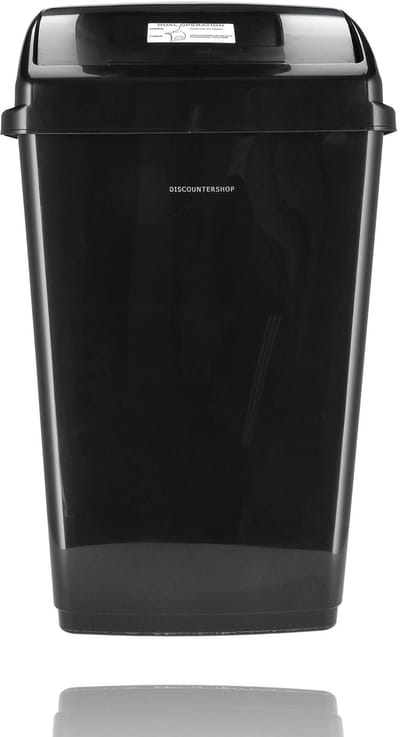 Prullenbak 30 Liter Zwart met Deksel – Vuilnisbak Keuken – Afvalemmer Kunststof – Compacte Afvalbak – Afvalscheiding – 30L – 50x30x22 cm – Binnen & Buiten Gebruik