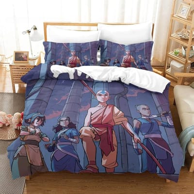 Avatar de laatste luchtmeester Beddengoedset Eenpersoons Twijfelaar Volledig Queen King Size Bedset Aldult Kind Slaapkamer 3D Print Anime Laken 150X200cm 3pcs