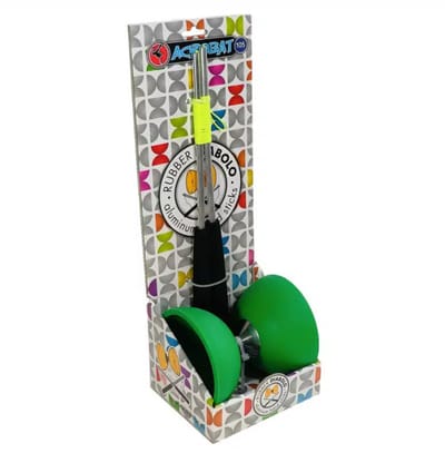 Diabolo groen met aluminium stokken - 105 mm doorsnede