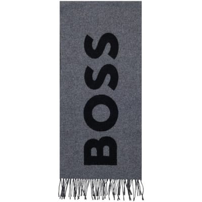 BOSS sjaal Rikard Knitted Scarf 35X180 Medium Grey grijs