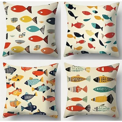 Oceaan Kleurrijke Vissen Thema Digitale print kussenhoes Korte pluche Geschikt voor woonkamers slaapkamers banken sierkussenhoes 40x40cm