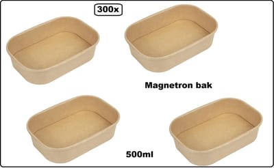 300x Magnetron bak 500ml bruin kraft - Salade maaltijd vlaas vis magnetron diner food karton