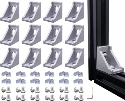 Aluminium Profiel Connectoren - Hoekbeugels Moeren - Frame Bouwen - 90 Graden Verbinding - 12 Sets - Zilver