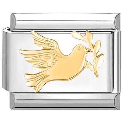 Quiges - Schakel - Bedel - 9mm - charms - Kleurrijk - Duifvogel - Geschikt voor - armband - Schakelarmband - italy bedels armband