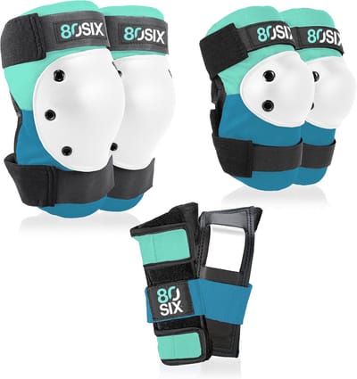 Beschermingsset Kinderen - Pols Elleboog Knie - Sportieve Activiteiten - Schokabsorberend Schuim - Uniseks Jeugd - Turquoise Blauw Groen