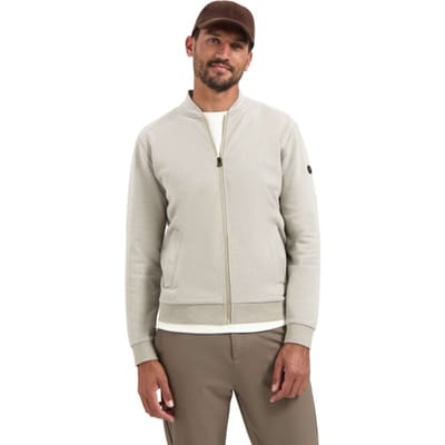 No Excess Sweater Full Zip College Collar Twill Relief Sand Size: S | Bomber Jackets Outlet | Heren | Beige