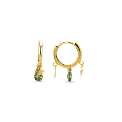 Luxenter Sterling Zilver 925 oorbellen met Multicolour Zirkonia afgewerkt in 18K geelgoud - Saon