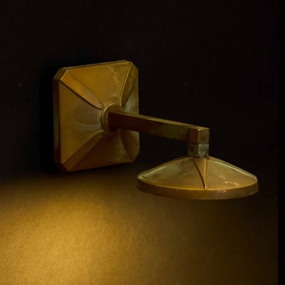 Moretti Luce LED wandlamp Aura Disk, uitval 23 cm, antiek messing, IP65