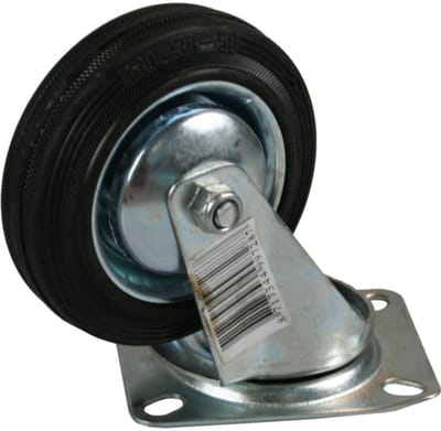 Zwenkwielen - Set van 2x stuks - rubber - zwart - 200 mm - 205 kg draagkracht - transportwielen