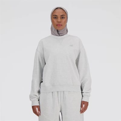 New Balance Sport Essentials French Terry Crew Dames Trui - ASH HEATHER - Maat L