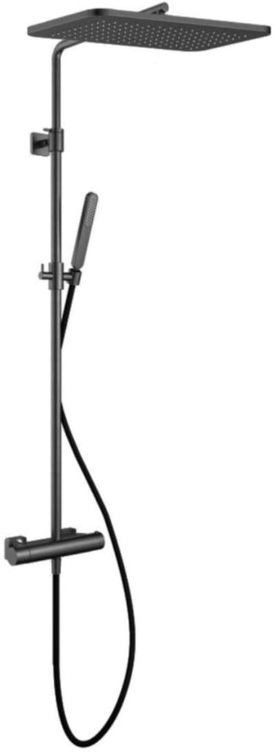 Hotbath Gal - Stortdoucheset - 400 mm Hoofddouche - 360 mm Hartafstand - Glijstang - Staafmodel Handdouche - Geborsteld Gunmetal PVD - Opbouw - 1/2 Inch Aansluiting
