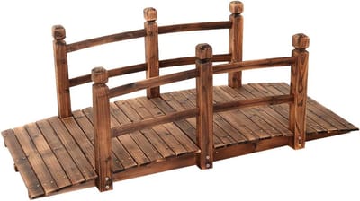 Decoratieve Houten Tuinbrug met Leuning van Dennenhout voor Vijver of Pad