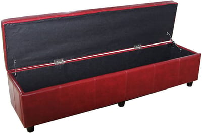 Opbergkist bank Kriens XXL, kunstleer, 180x45x45cm MVG-gecertificeerd ~ rood