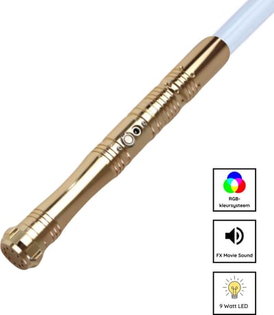 Treasure Lightsaber - RGB 11 Kleuren en Geluid - Lightsaber - Lichtzwaard - Laser Zwaard - Aluminium Handvat - 114 CM - Goud