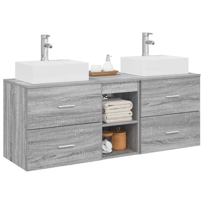 vidaXL - Badkamerkast - set - 3 - st - Grijs - Sonoma - 129 - x - 41 - x - 79,5 - cm