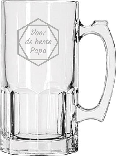 Gegraveerde Bierpul 1ltr voor de beste Papa in hexagon