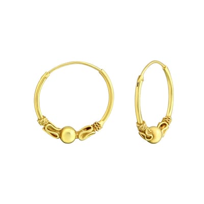 Zilveren goud kleurige Bali oorringen 18mm | Bali ear hoops | zilveren Oorbellen dames gold plated | Sterling 925 Silver (Echt zilver)