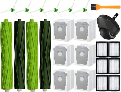 PolkaHome® 24-delige Vervangingsset voor iRobot Roomba e5 e6 e7 i1 i1+ i3 i3+ i4 i4+ i5 i5+ i6 i6+ i7 i7+ i8 i8+ – 4 Rollers, 6 HEPA-filters, 6 Zijborstels, 6 Stofzakken, 1 Voorwiel, 1 Reinigingsborstel – Accessoires & Onderdelen