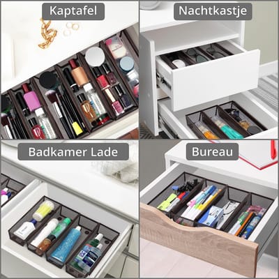 Dailygoods- Opslagmandjes 6 Pak - Slanke Keuken Organizer - Draad Organizer - Uitbreidbare Lades - Antislip Voetjes - Handige Oplossing voor Bestek - Opbergmand