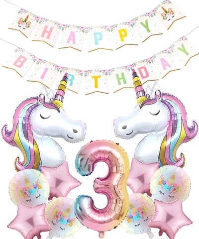 * Snoes * Cijfer 3 ballon Unicorn Mega Pack* Eenhoorn Licht Roze * DIY Slinger* Set van 12 Grotere Ballonnen* Unicorn Licht 3 * Eerste verjaardag * Hoera 3 Jaar * Birthday * Ballon Cijfer 3