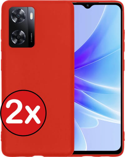 Hoesje - 2 Stuks - Geschikt voor OPPO A57s - Sterk & Shockproof - Telefoonhoes - Back Cover - Case Siliconen - Telefoon Hoes - Rood