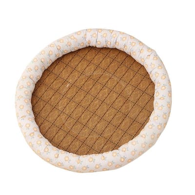 Litière ronde pour chat en été, toutes saisons, en soie glacée, pour chiot, coussin pour chien en peluche, fournitures pour animaux de compagnie S 40*40*7CM