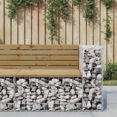 Schanskorfbank Tuinbank - Zitbank Steenkorf - Buiten Zitten - Massief Grenenhout - 92 x 71 x 655 cm - Natuurlijk