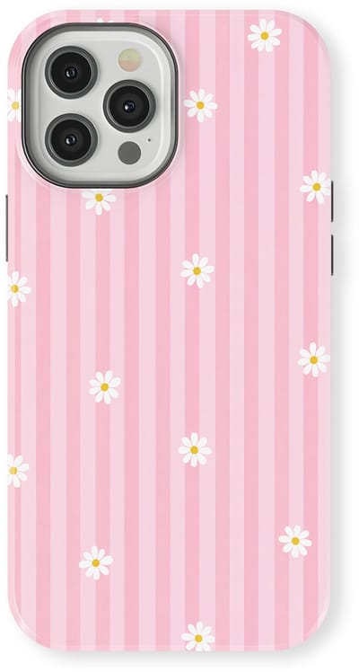 DripCase Hoesje geschikt voor iPhone 12 Pro | Happy Stripes Motief | Magnetisch Opladen | 2-in-1 Ontwerp | Vrolijke Backcover geschikt voor iPhone 12 Pro Daisy Blush